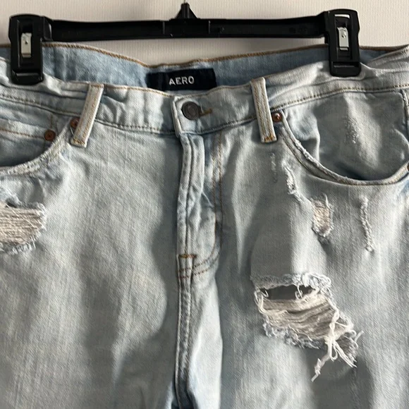 Aero slim cut-off denim blue shorts - Picture 2 of 7